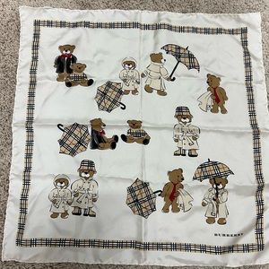 NWOT Burberry mini scarf square handkerchief nova check bear silk